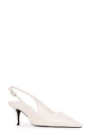 Black Suede Studio Alloy Pointed Toe Slingback Pump In Coconut Patent