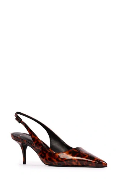 Black Suede Studio Alloy Pointed Toe Slingback Pump In Tortoise Patent