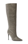 Black Suede Studio Ally Embellished Denim Tall Boot In Taupe Vintage