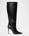 Black Suede Studio Ally Embellished Denim Tall Boot In Black Buffed Nappa