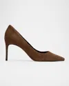 Black Suede Studio Amaya Pointed Toe Pump In Brown Kid Suede