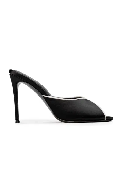 Black Suede Studio Amelia Satin Mules In Black,white