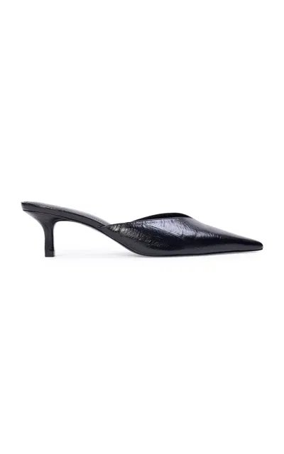 Black Suede Studio Analisa Eel-printed Leather Mules
