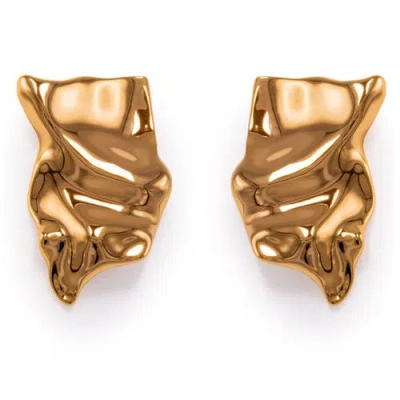 Black Suede Studio Arco Earring In Gold