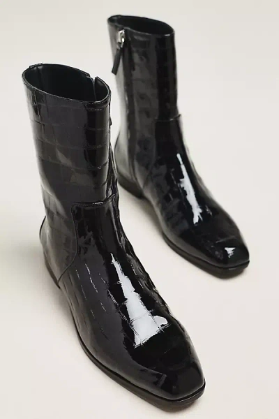 Black Suede Studio Aries Leather Boots In Black
