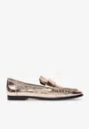 Black Suede Studio Arrow Crinkled Leather Classic Loafers