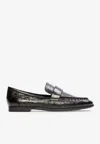 Black Suede Studio Arrow Crinkled Leather Classic Loafers