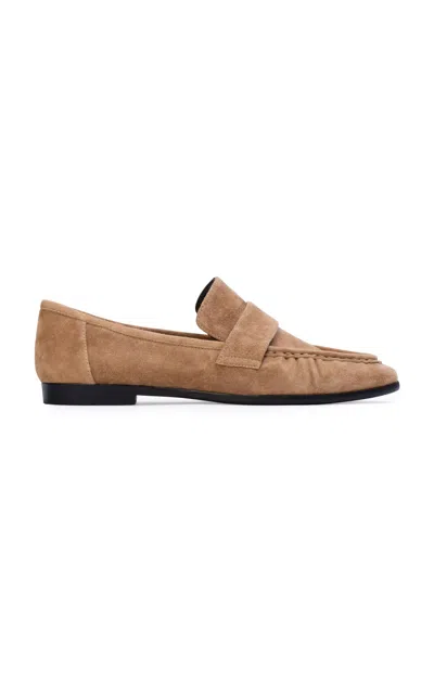 Black Suede Studio Arrow Leather Loafers In Nude