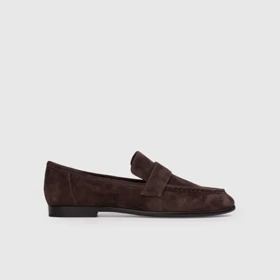 Black Suede Studio Arrow Loafer In Hot Fudge Suede