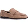 Black Suede Studio Arrow Loafer In Truffle Kid Suede