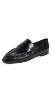 Black Suede Studio Arrow Loafer In Black Crinkle Leather