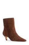 Black Suede Studio Avenue 50 Pointed Toe Kitten Heel Bootie In Brown Kid Suede