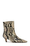 Black Suede Studio Avenue 50 Pointed Toe Kitten Heel Bootie In Peyote Snake