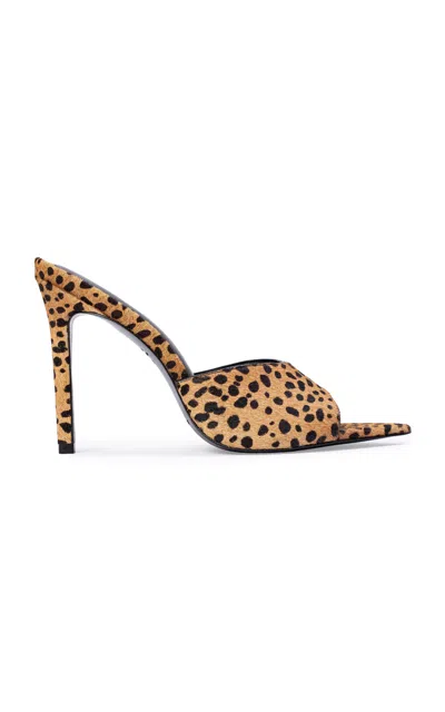 Black Suede Studio Bella Cheetah Pony Hair Mules In Animal Print