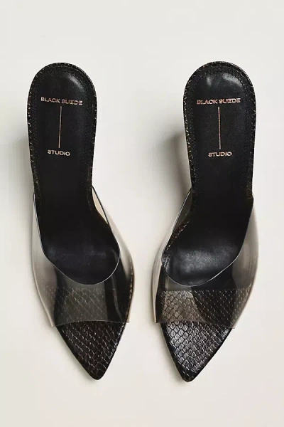 Black Suede Studio Bella Mule Heels In Black