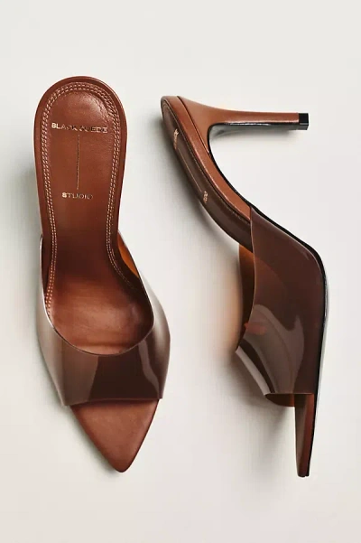 Black Suede Studio Bella Mule Heels In Brown