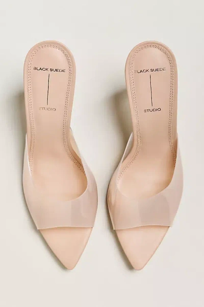 Black Suede Studio Bella Mule Heels In Neutral