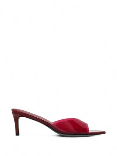 Black Suede Studio Belle 600 Transparent Strap Mules In Red