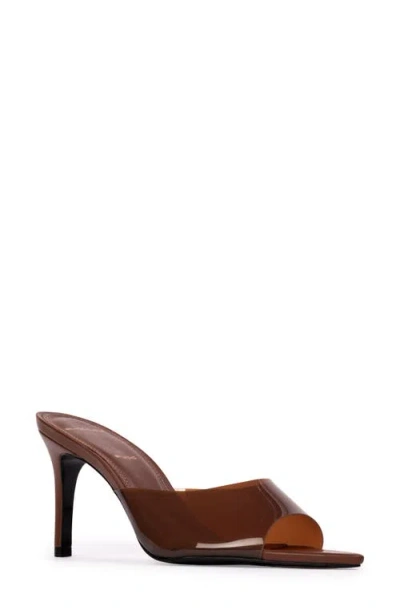 Black Suede Studio Belle Open Toe Pump In Chestnut Pvc