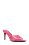 Black Suede Studio Belle Open Toe Pump In Pink Pvc/patent