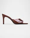 Black Suede Studio Belle Transparent Mule Sandals In Chestnut Leather, Pvc
