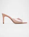Black Suede Studio Belle Transparent Mule Sandals In Old Rose Leather, Pvc