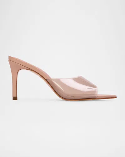 Black Suede Studio Belle Transparent Mule Sandals In Old Rose Leather, Pvc