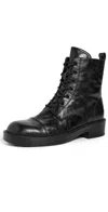 Black Suede Studio Blake Boots Black Wrinkled Distressed Leather In Black