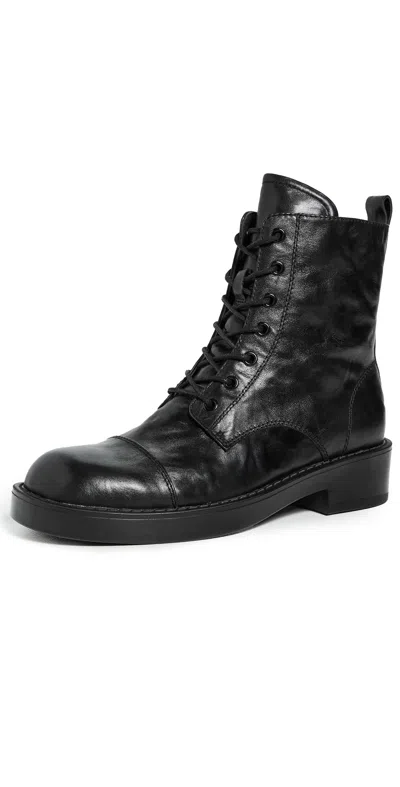 Black Suede Studio Blake Boots Black Wrinkled Distressed Leather