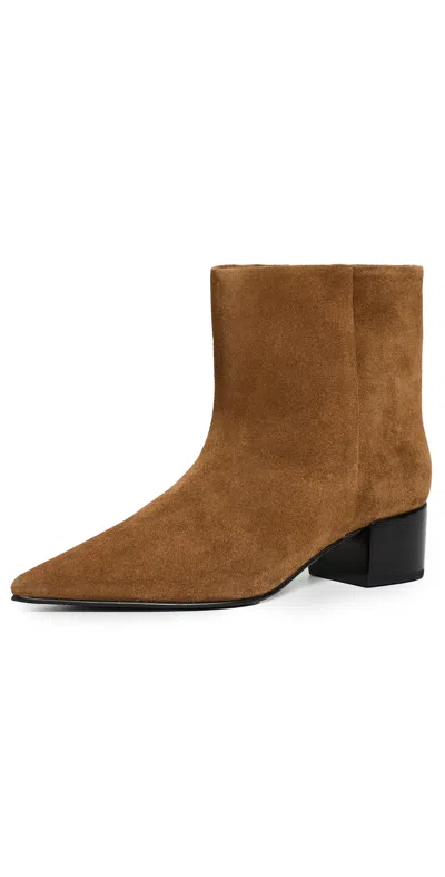 Black Suede Studio Blaze 45 Booties Tobacco Suede