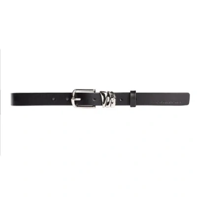 Black Suede Studio Boyfriend Belt In Black/silver