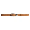 Black Suede Studio Boyfriend Belt In Tobacco Kid Suede/silver Hardware