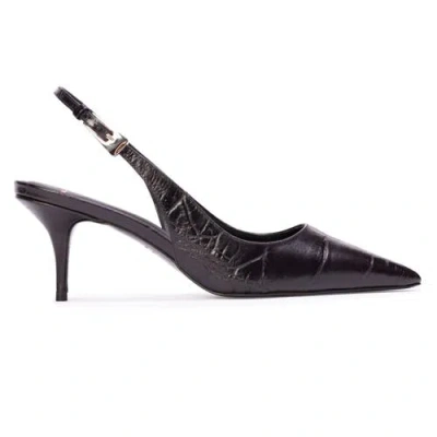 Black Suede Studio Branca 65 Slingback Pump Croc Leather
