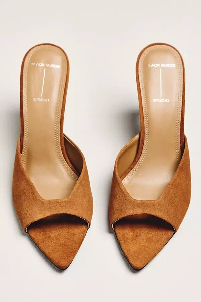 Black Suede Studio Brea 80 Mule Heels In Nude