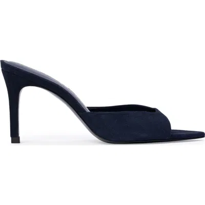 Black Suede Studio Brea 80 Mule In Midnight Blue Suede