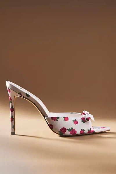 Black Suede Studio Brea Bow Floral Mule Heels In Pink