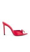Black Suede Studio Brea Calfskin Bow Stiletto Mules In Racing Red Nappa