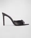 Black Suede Studio Brea Calfskin Bow Stiletto Mules In Black