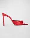 Black Suede Studio Brea Calfskin Bow Stiletto Mules In Red