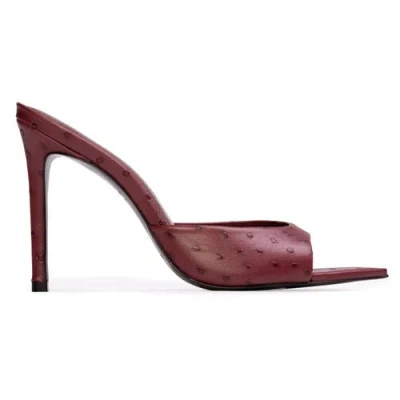 Black Suede Studio Brea Ostrich Mule In Burgundy