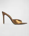 Black Suede Studio Brea Patent Mule Sandals In Bronze Metallic Leather