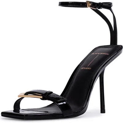 Black Suede Studio Brooks 95 Ankle Strap Sandal In Black Patent