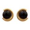 Black Suede Studio Button Earring In Multi