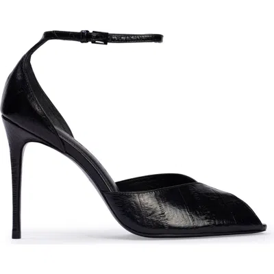 Black Suede Studio Cala 100 Sandal In Black Eel Printed Leather Mix