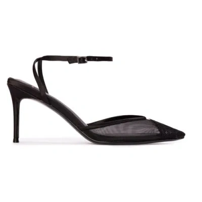 Black Suede Studio Cara 80 Mesh Pump