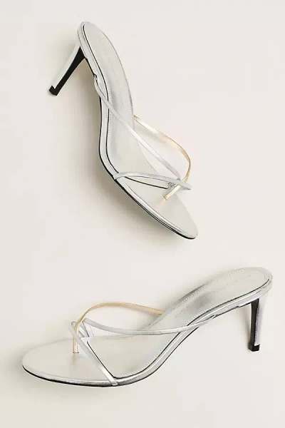 Black Suede Studio Carla 65 Cross-strap Kitten Heels In Silver