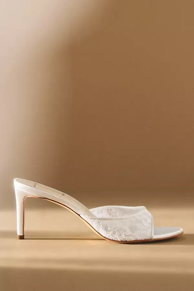 Black Suede Studio Celeste Mesh Mule Heels In White