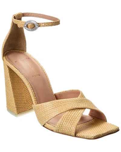 Black Suede Studio Chelsea Raffia Sandal In Brown