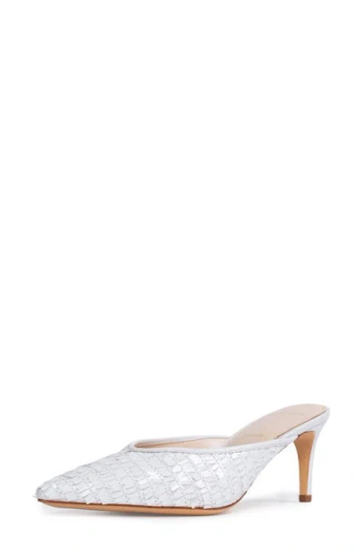 Black Suede Studio Clio Pointed Toe Mule In White Sequins