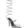 Black Suede Studio Court Crystal Corkscrew Coil Sandals In White Nappa